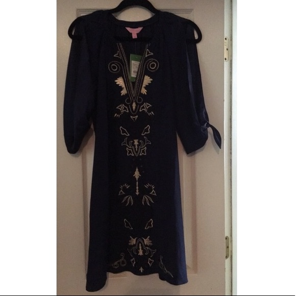 NWT Lilly Pulitzer Bryce Silk Dress XS True Navy - Picture 4 of 4